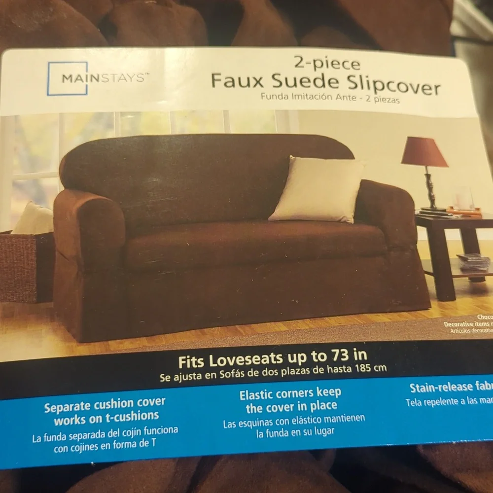 2 piece Faux Suede Slipcover *Chocolate Brown